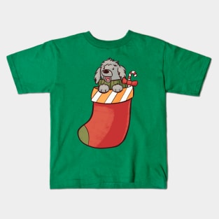 Christmas Stocking Dog X-Mas Pajama Who Loves Puppy In Socks Kids T-Shirt